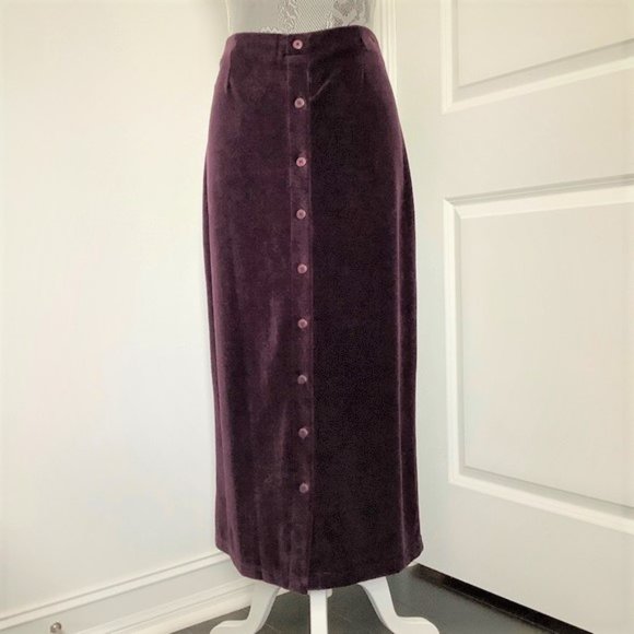 Liz Claiborne Velvet Skirt, Full Length, Size MP, Color: Purple - Picture 2 of 7